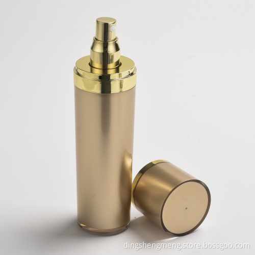 Gold Cylindrical Cosmetic Bottle Plastic Lotion Bottle